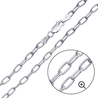 925 Sterling Silver Oval Paperclip Link Chain or Bracelet