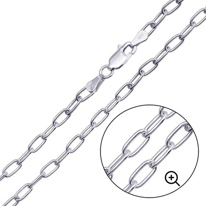 925 Sterling Silver Oval Paperclip Link Chain or Bracelet