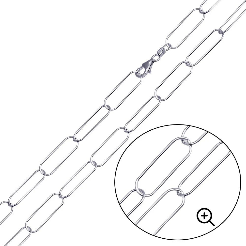 925 Sterling Silver Oval Paperclip Link Chain or Bracelet
