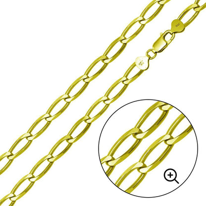 925 Silver Gold Plated Open Link Six Sided Diamond Cut 8mm