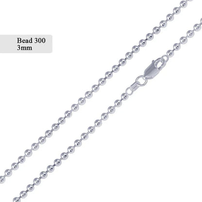 925 Sterling Silver Bead 300 Chain 3mm