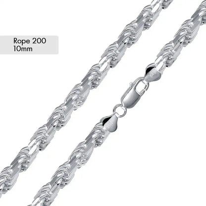 925 Sterling Silver Rope Chain or Bracelet