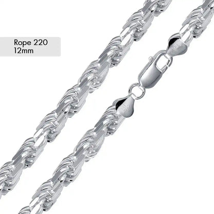925 Sterling Silver Rope Chain or Bracelet
