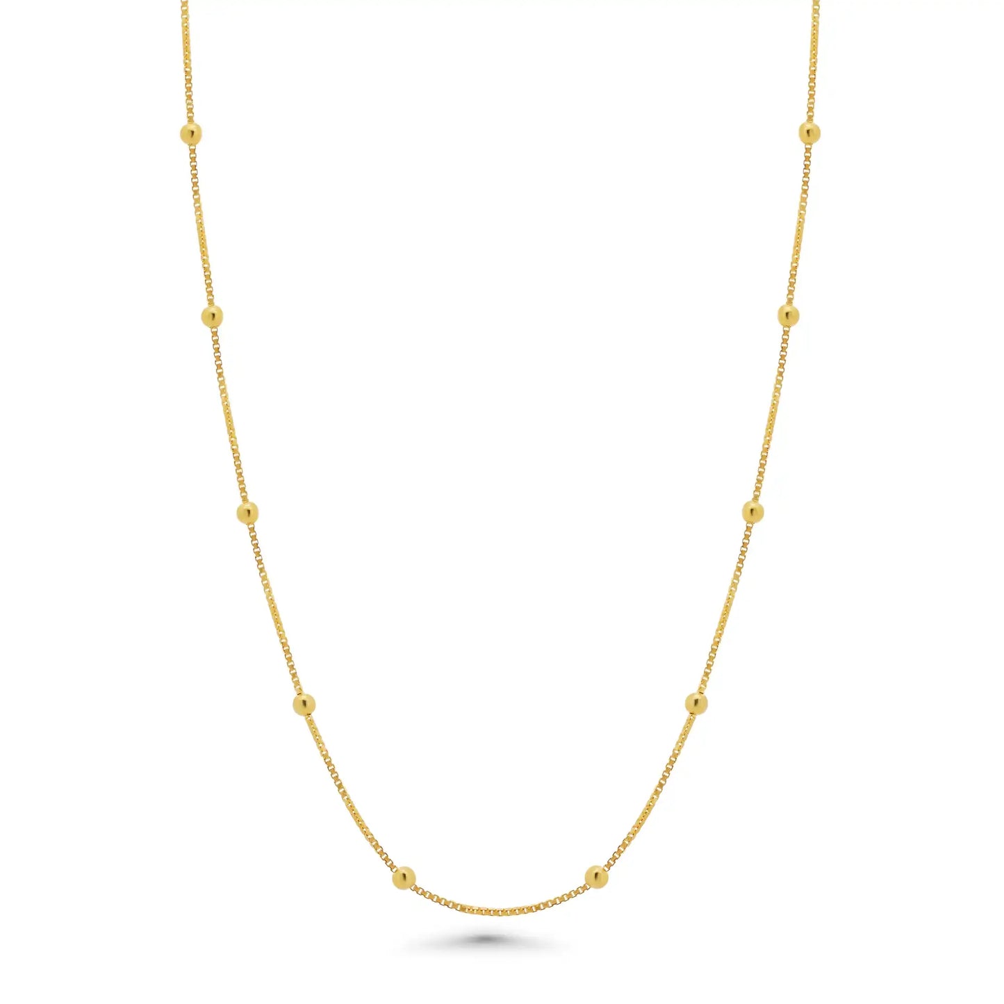 925 Sterling Silver Gold Plated Box with Bead Chain or Bracelet 0.8mm