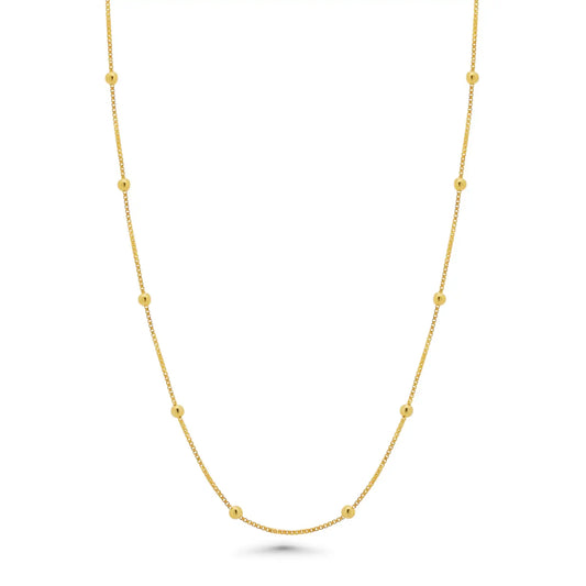 925 Sterling Silver Gold Plated Box with Bead Chain or Bracelet 0.8mm