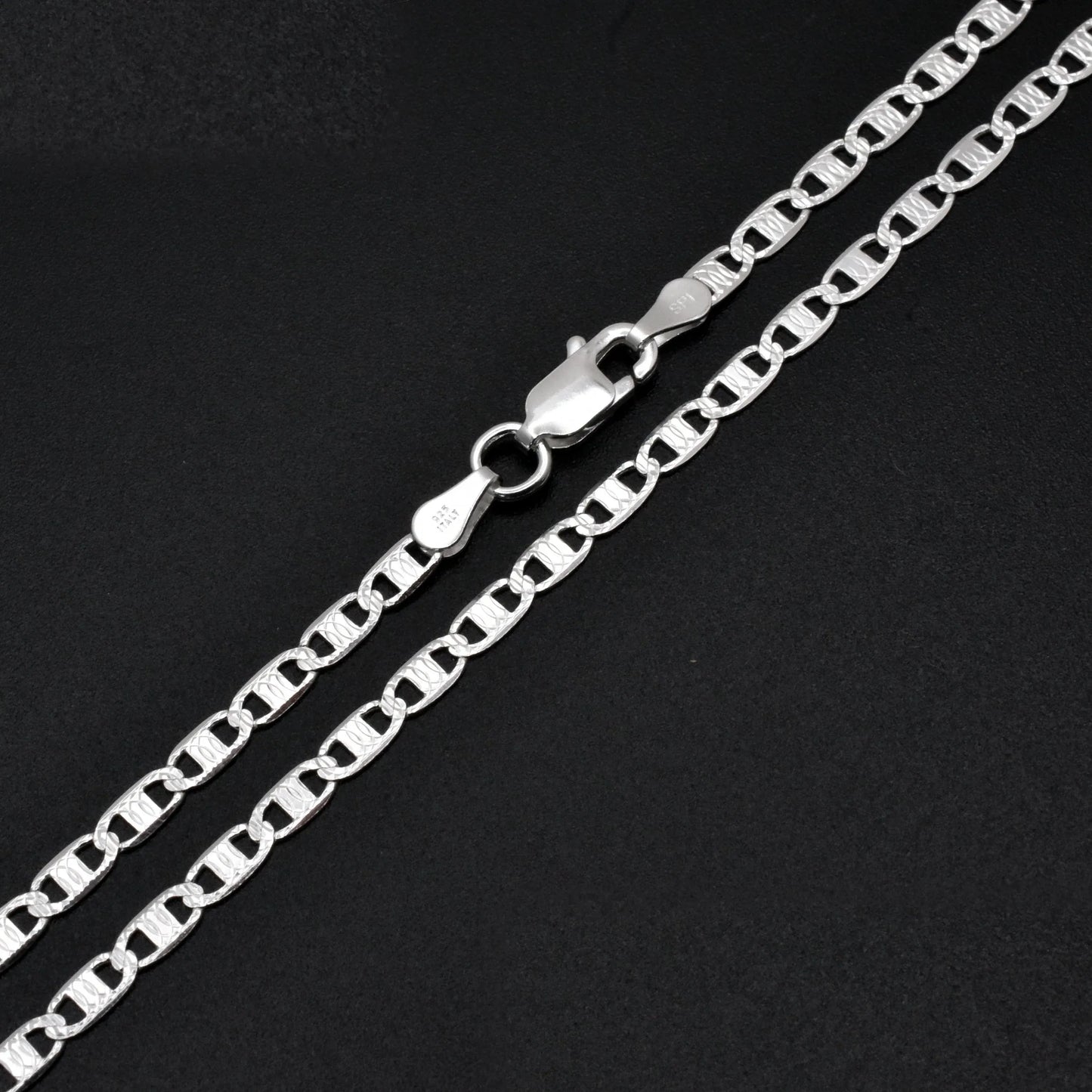 925 Sterling Silver 6 Sided Diamond Cut Valentino 120 5.2mm Chain or Bracelet