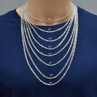 Silver Figaro 080 2.9mm Chain or Bracelet