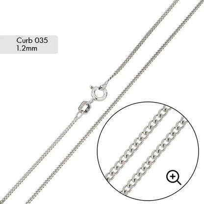 925 Sterling Silver Super Flat Curb Chain or Bracelet