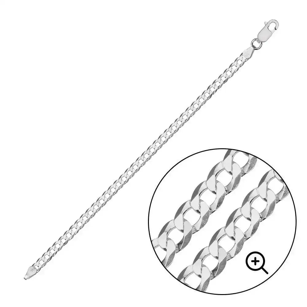 925 Sterling Silver Super Flat Curb Chain or Bracelet