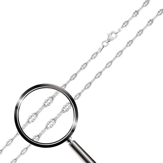 925 Sterling Silver High Polished Diamond Cut Oval Link 030 Chain