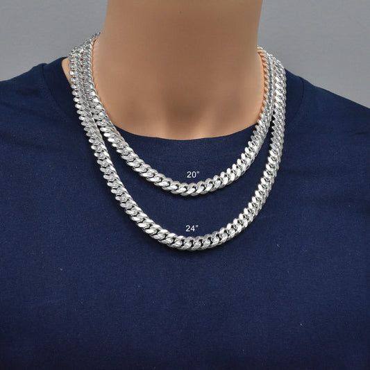 925 Sterling Silver Miami Cuban 300 10.4mm Chain or Bracelet
