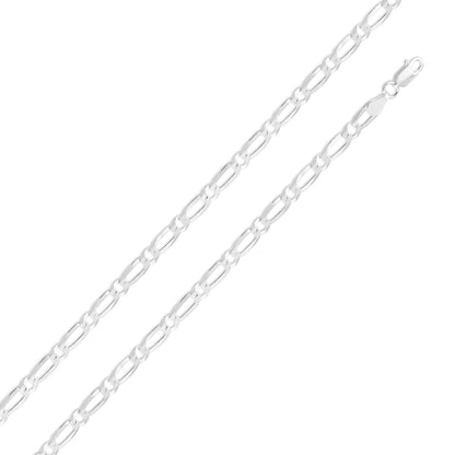 925 Sterling Silver Figaro 160 Chain 1+1 6.5mm