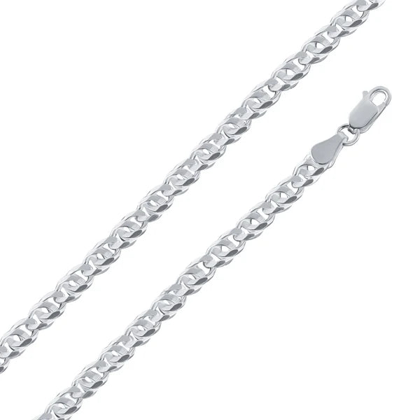 925 Sterling Silver Bird Eye Diamond Cut Curb 120 4.8mm Link Chain