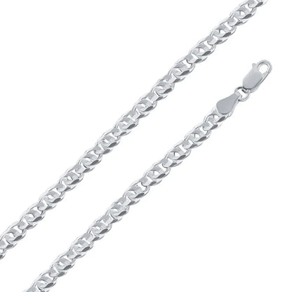 925 Sterling Silver Bird Eye Diamond Cut Curb 120 4.8mm Link Chain