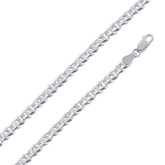 925 Sterling Silver Bird Eye Diamond Cut Curb 120 4.8mm Link Chain