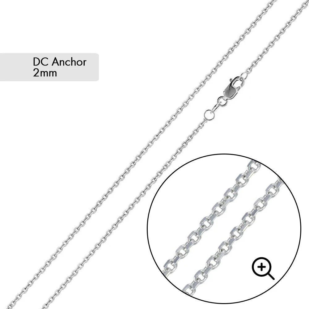 925 Sterling Silver Diamond Cut Anchor Chain