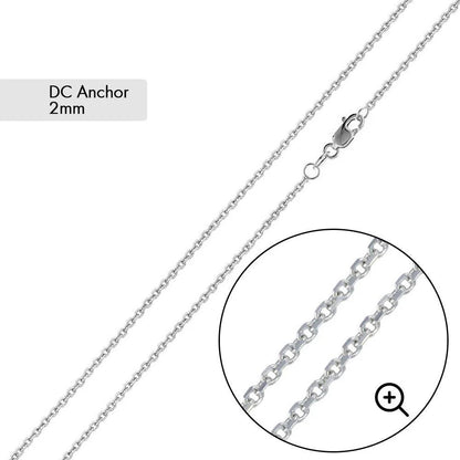 925 Sterling Silver Diamond Cut Anchor Chain