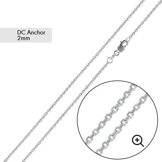 925 Sterling Silver Diamond Cut Anchor Chain