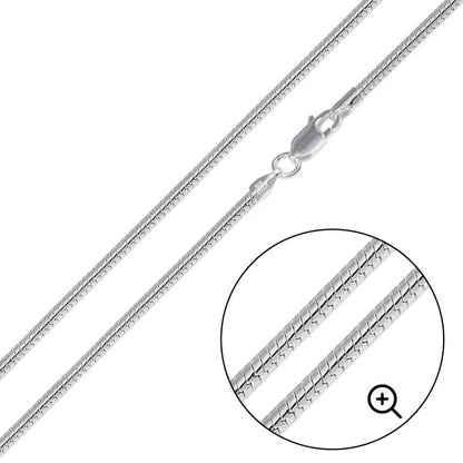 925 Sterling Silver Round Snake 050 Chain 2mm