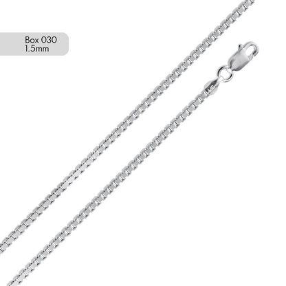 925 Sterling Silver Box 030 Chain 1.5mm
