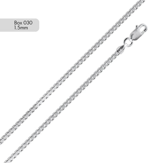 925 Sterling Silver Box 030 Chain 1.5mm