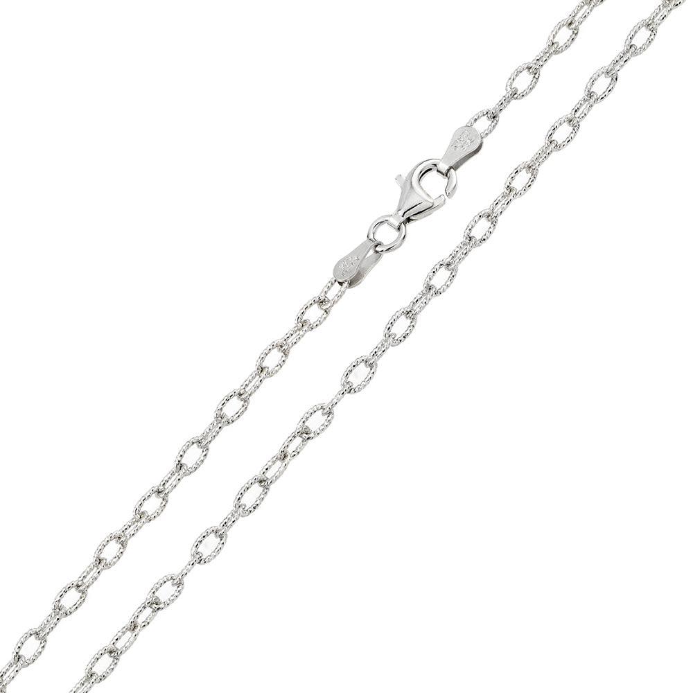 925 Sterling Silver Wire Oval Loop Chain
