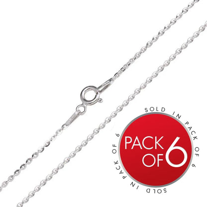 925 Sterling Silver Flat Oval Link Chain 1.4mm (Pk of 6)