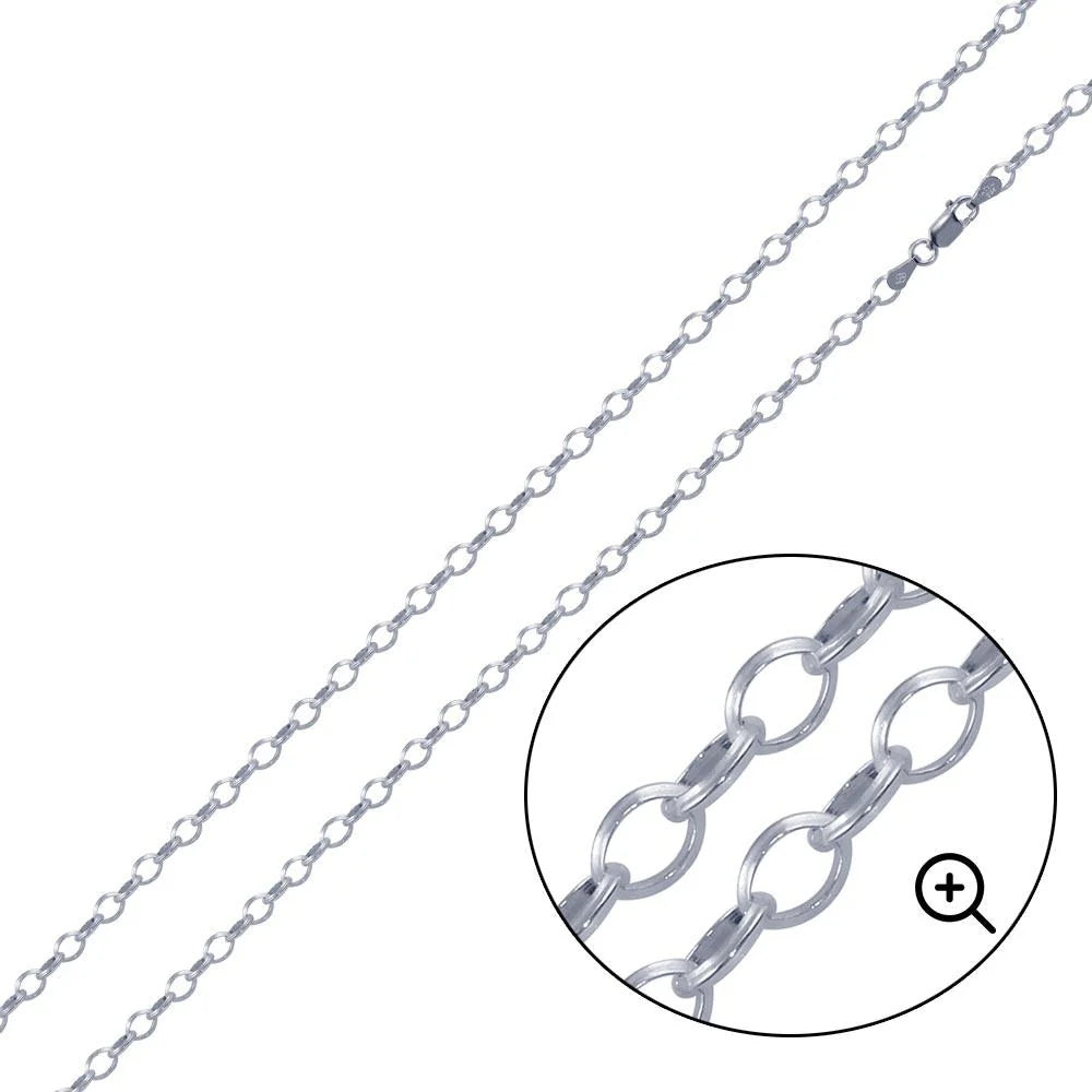 925 sterling silver Round Diamond Cut Oval Rolo 4mm