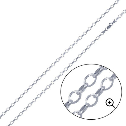 925 sterling silver Round Diamond Cut Oval Rolo 4mm