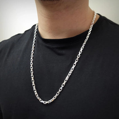925 Sterling Silver Diamond Cut Forzatina Link Chain or Bracelet