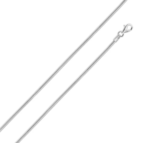 925 Sterling Silver Round Snake 200 Hollow Chain 2mm