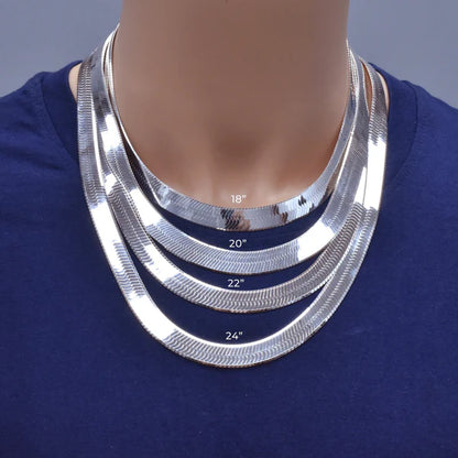 925 Sterling Silver Herring Bone 120 Chain or Bracelet 11mm