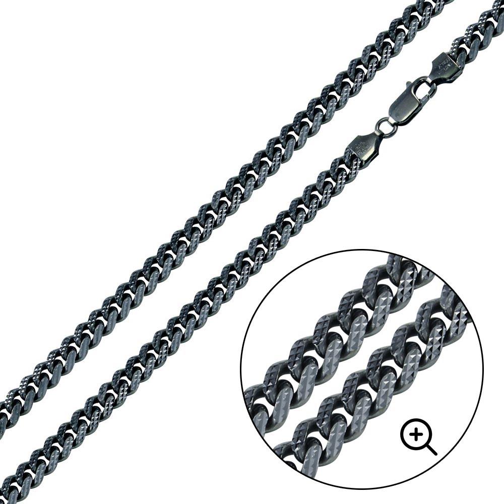 925 Sterling Silver Curb Pyramid Pave Chain or Bracelet