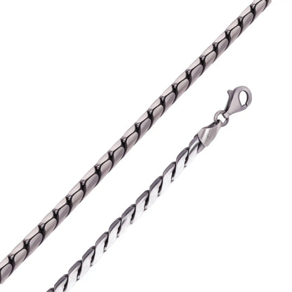 925 Sterling Silver Gun Metal Plated Battuta Rope 180 3.7mm Chain or Bracelet