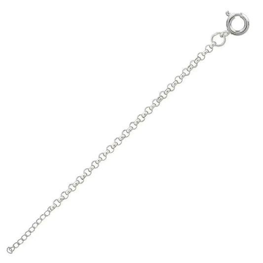 925 Sterling Silver High Polished Round Rolo 025 Anklets 1.8mm