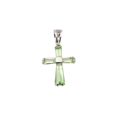 925 Sterling Silver Rhodium Plated Birthstone Cross Charm