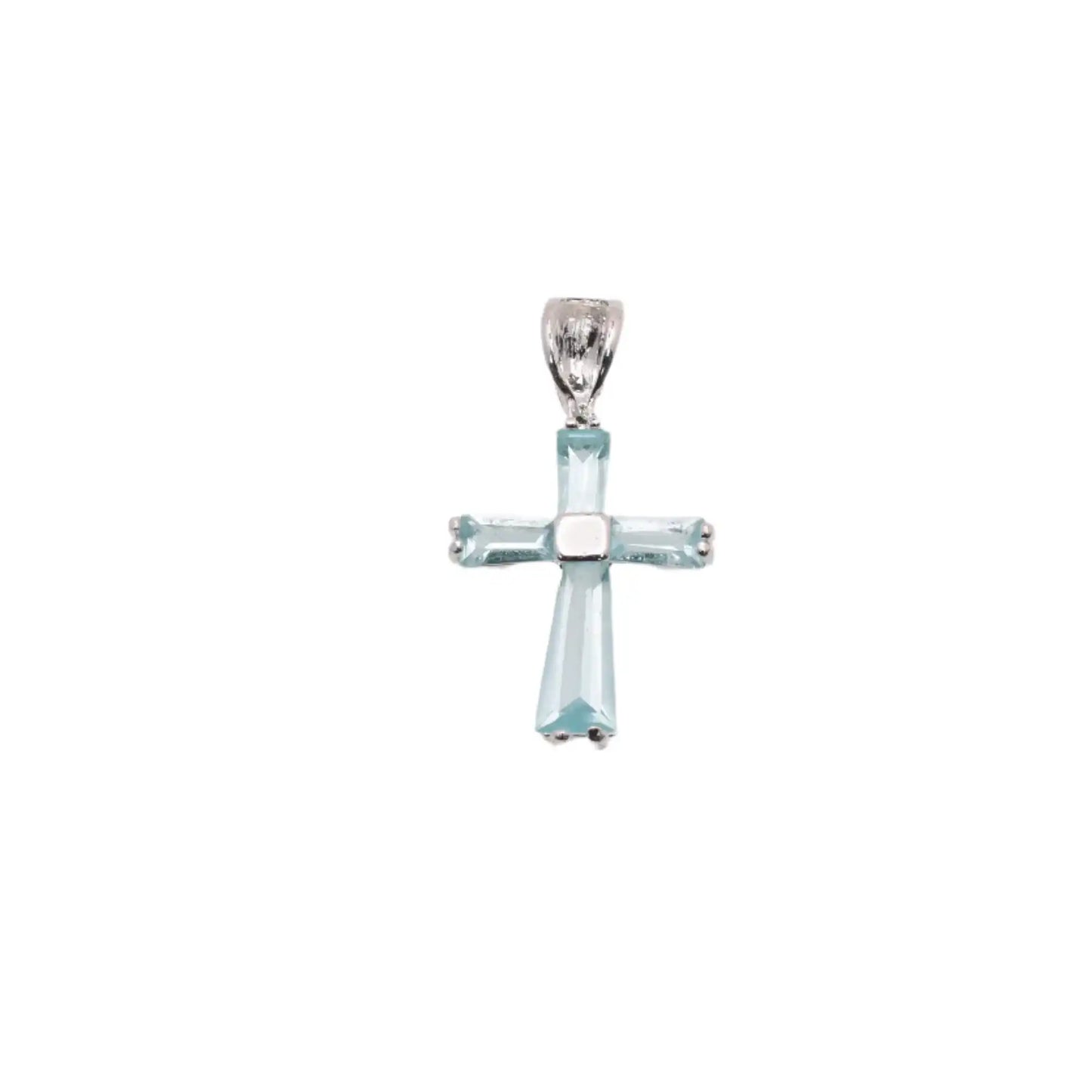 925 Sterling Silver Rhodium Plated Birthstone Cross Charm