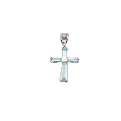 925 Sterling Silver Rhodium Plated Birthstone Cross Charm