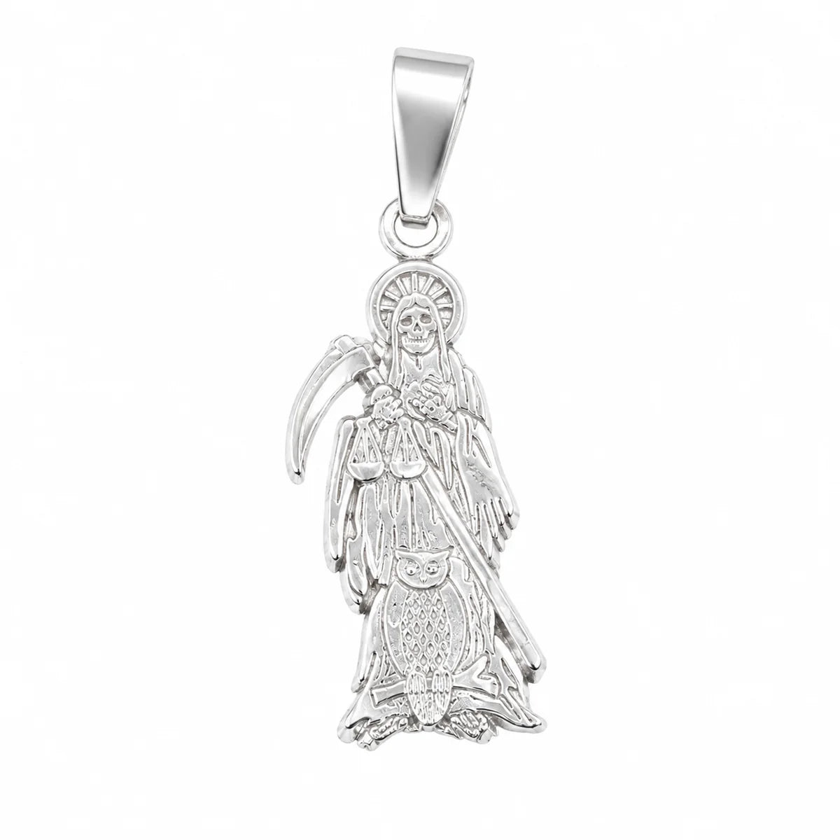 925 Sterling Silver Flat Santa Muerte Charm