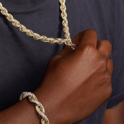 925 Sterling Silver CZ Encrusted Rope Chain or Bracelet