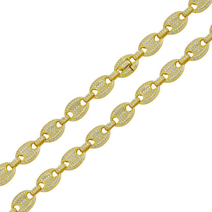 925 Sterling Silver CZ Encrusted Oval Link Chain or Bracelet