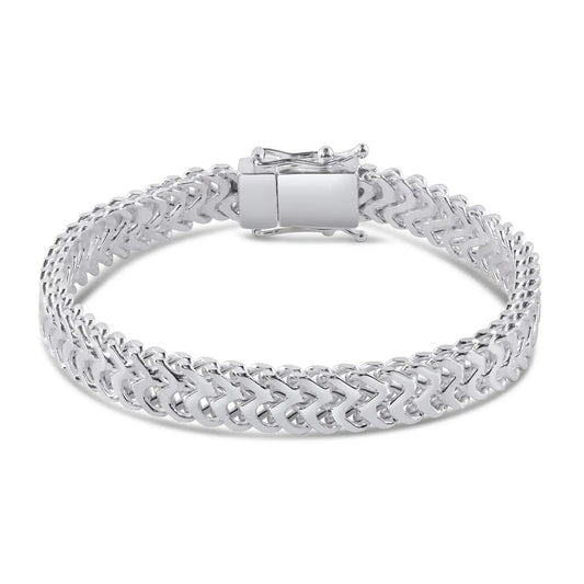 925 Sterling Silver Zig Zag Box Lock 8mm Bracelet