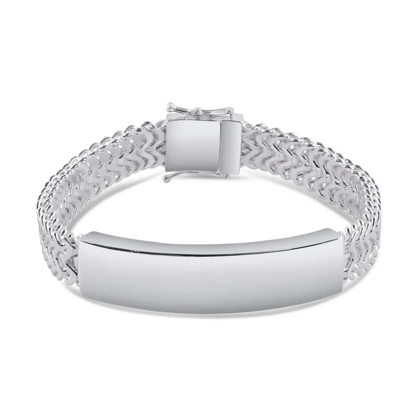 925 Sterling Silver Zig Zag Box Lock 9.2mm ID Bracelet