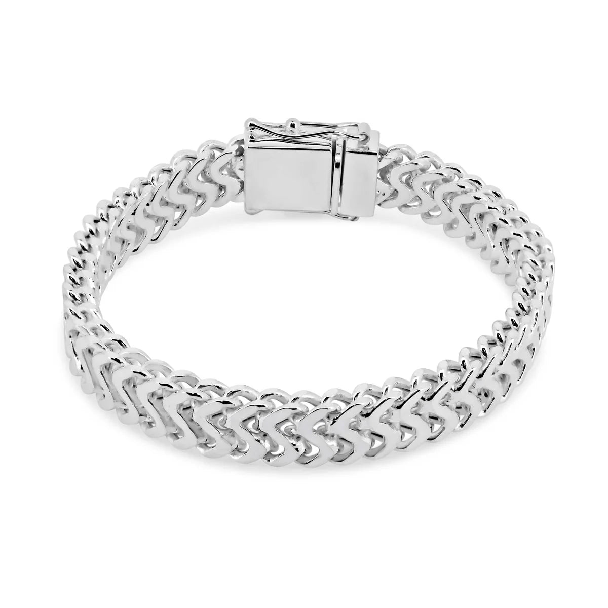 925 Sterling Silver High Zig Zag Flat Sided Bracelet 10mm