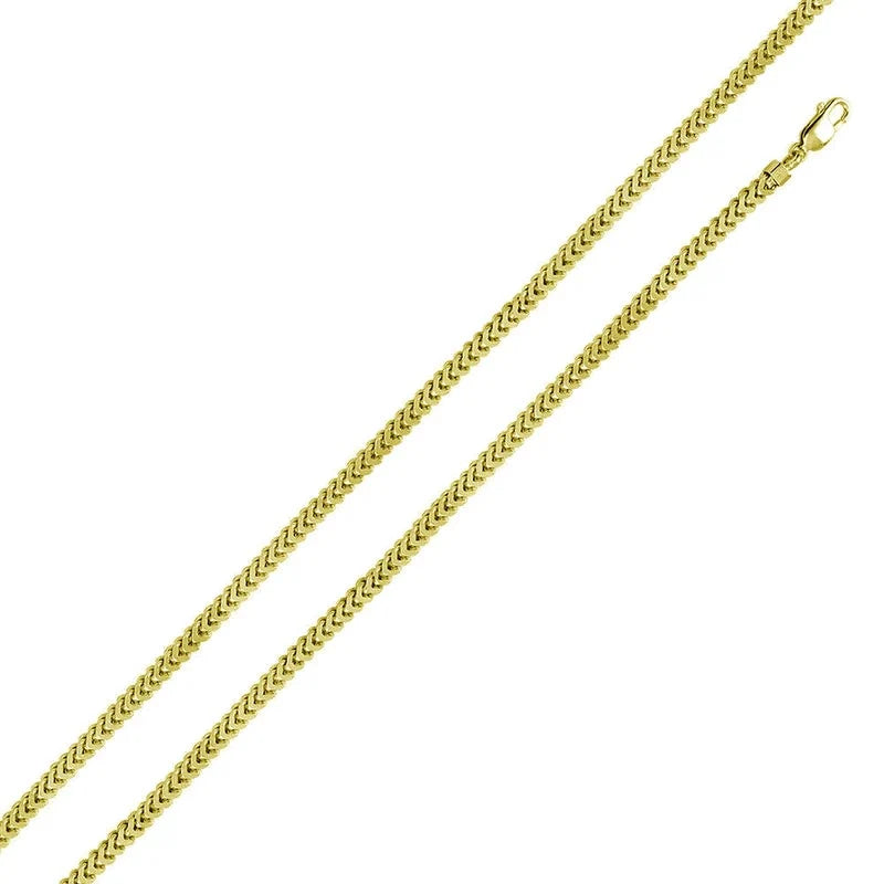 925 Sterling Silver Square Hollow Franco Chain or Bracelet