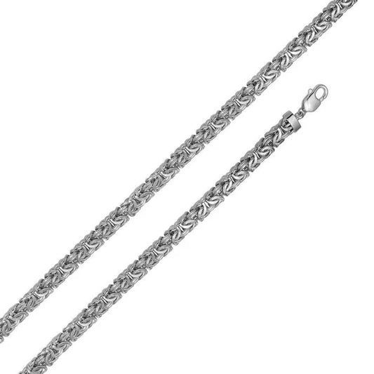 925 Sterling Silver Anti Tarnish Flat Byzantine 8.1mm Chain and Bracelet