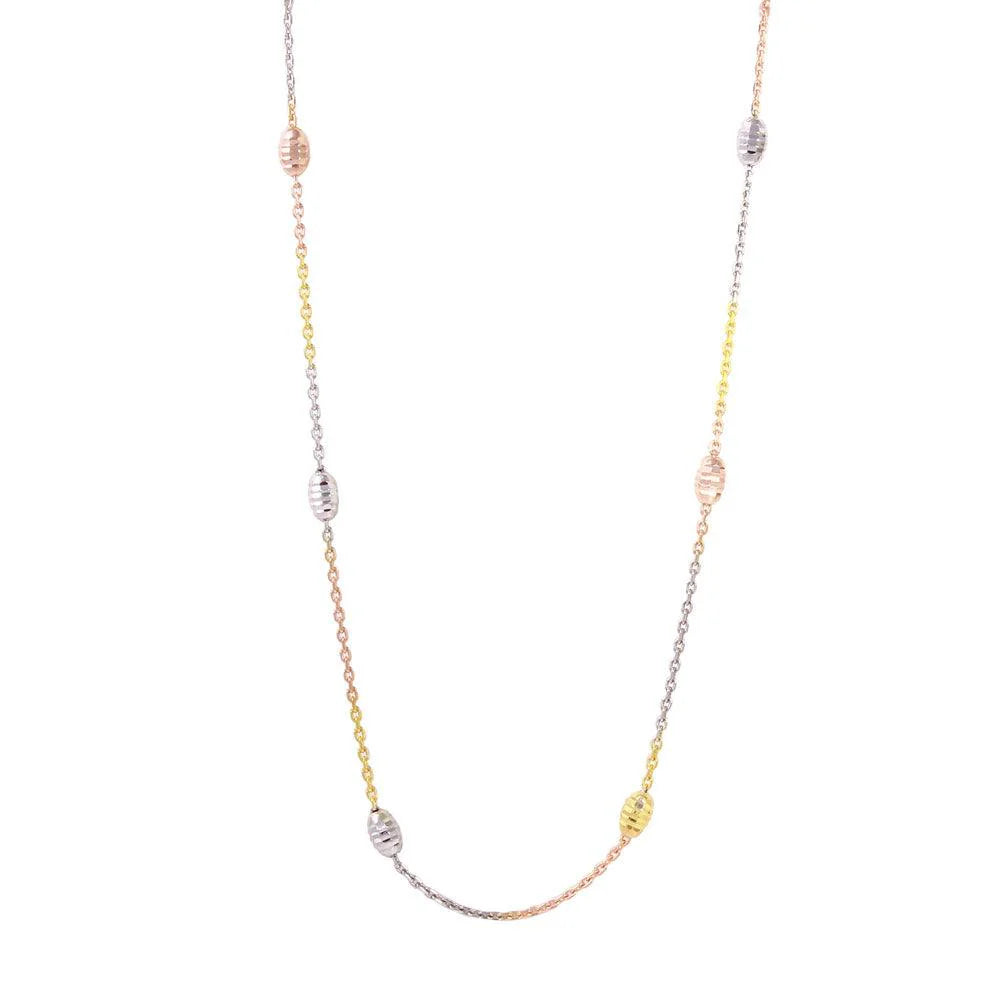 925 Silver 36" Diamond Cut Oval Multi-Plated Italian Necklace