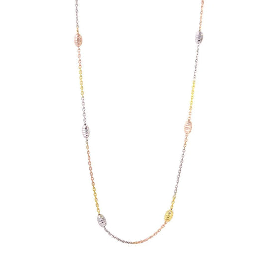 925 Silver 36" Diamond Cut Oval Multi-Plated Italian Necklace