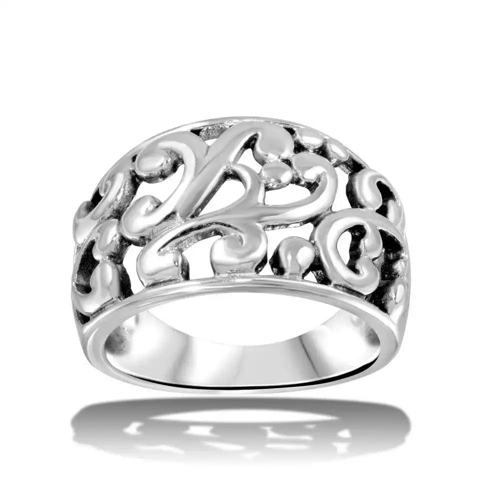 925 Sterling Silver High Polished Old-Fashioned Dome Ring
