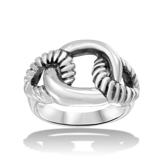 925 Sterling Silver High Polished Linked Rope Ring